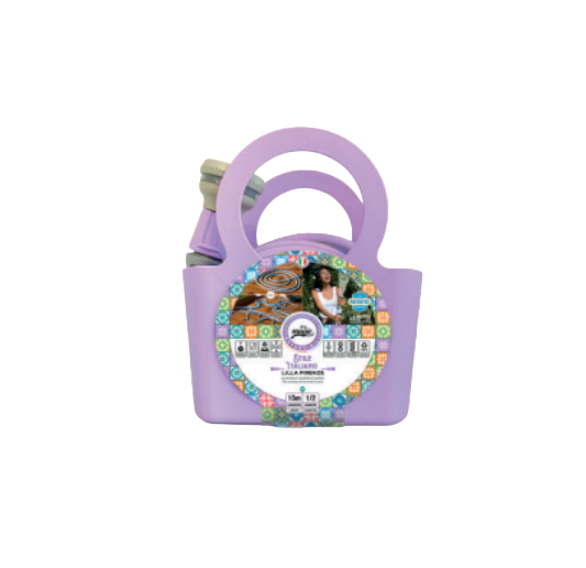 ШЛАНГ 15 М 1/2 С ПЕРЕНОСКОЙ, СИРЕНЕВЫЙ ЦВЕТ + 2 БЫСТРОСЪЕМНОЙ МУФТЫ И ДУШЕВАЯ ЛЕЙКА