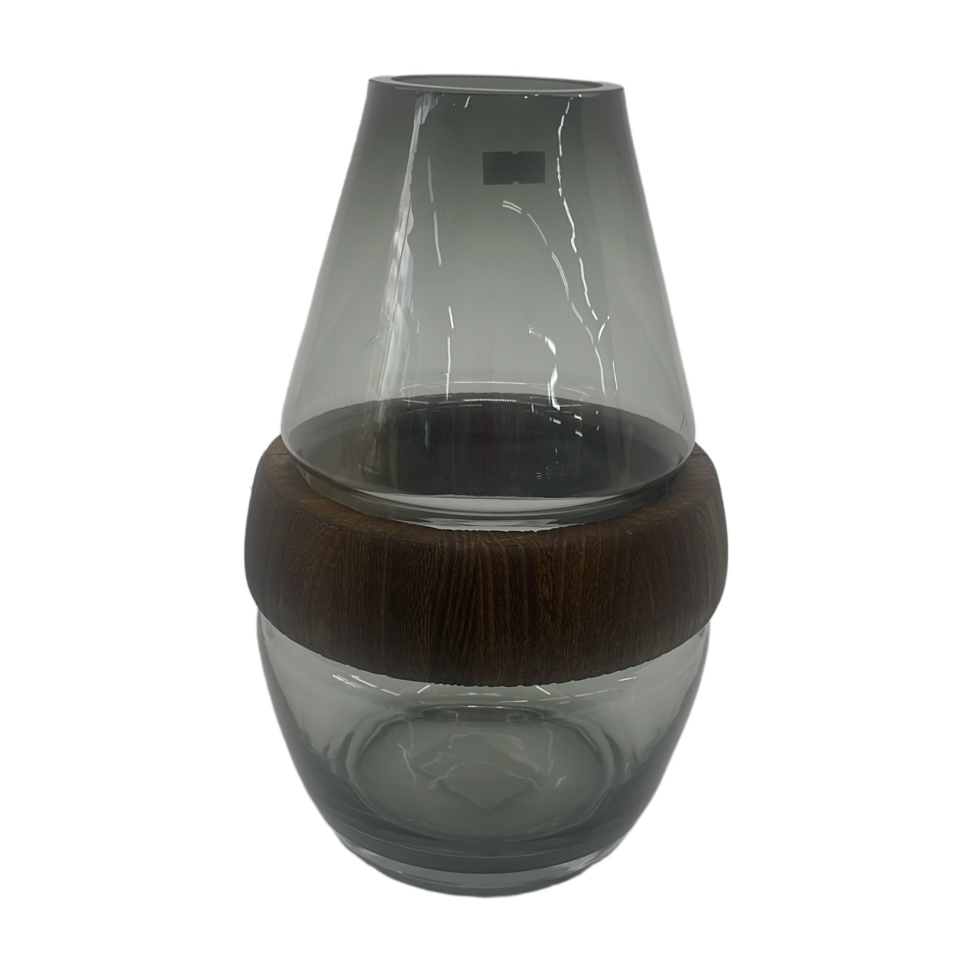 Ваза "Wood ring" (дерево, стекло), D15xH24 см Серый (H-24, D-15, Серый)